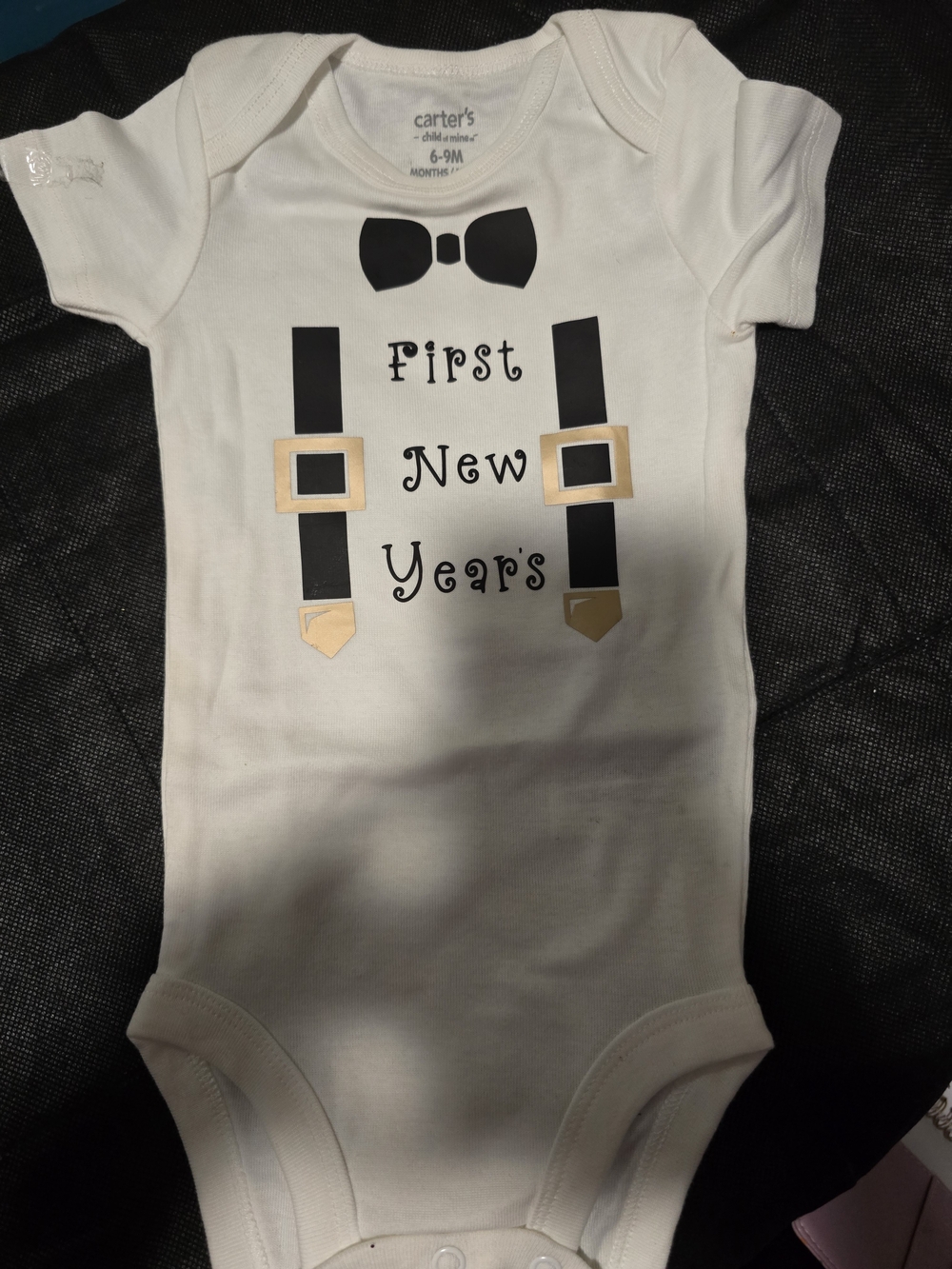 Carter's Cream 'First New Year's' Bodysuit with Black and Gold Accents